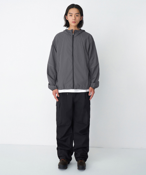 COTTON PARACHUTE BANDING CARGO PANTS [BLACK]