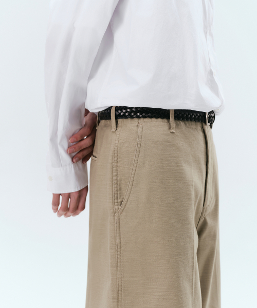 White Satin Bermuda Pants [Beige] thumbnail 5