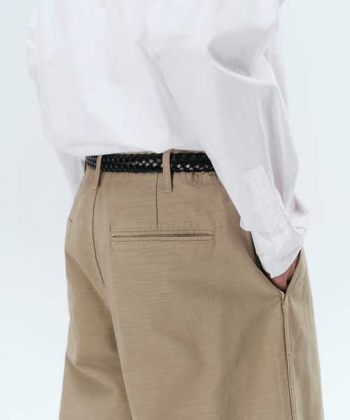 White Satin Bermuda Pants [Beige] thumbnail 6