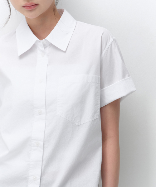 Women's Relaxed Soft Poplin Short Sleeve Shirt [White] thumbnail 4