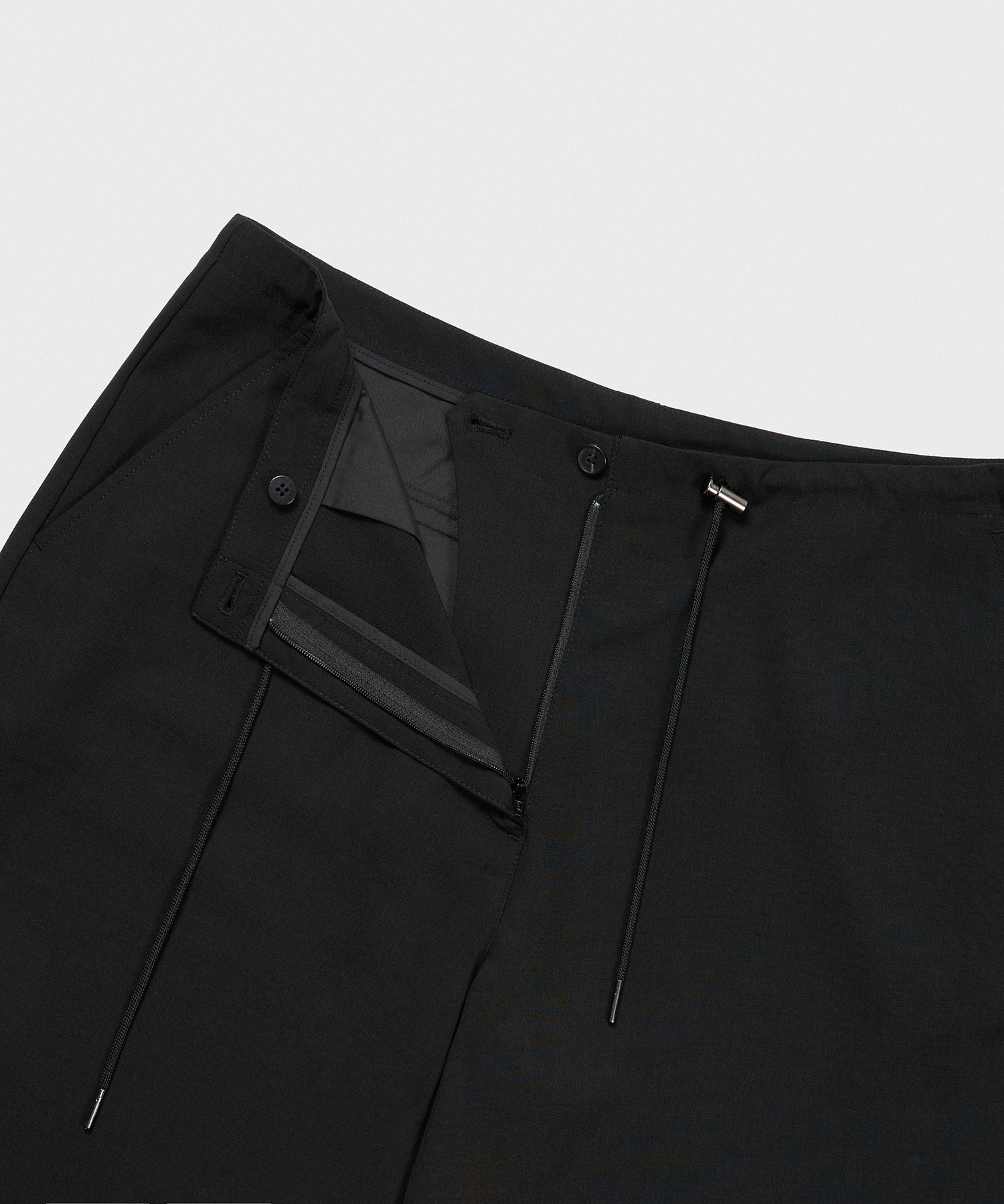 WOMENS LINEN LIKE PARACHUTE PANTS [BLACK]
