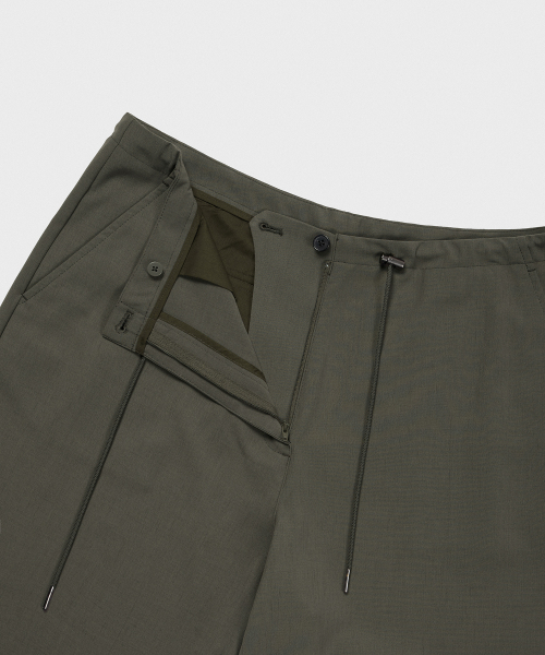WOMENS LINEN LIKE PARACHUTE PANTS [KHAKI GREY]
