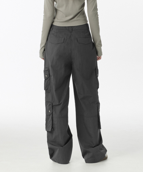 Womens CN Multi Pocket Wide Cargo Pants [Dark Gray] thumbnail 2