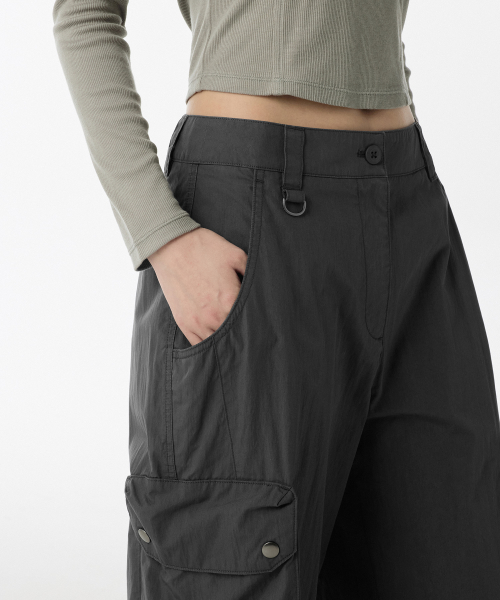 Womens CN Multi Pocket Wide Cargo Pants [Dark Gray] thumbnail 4