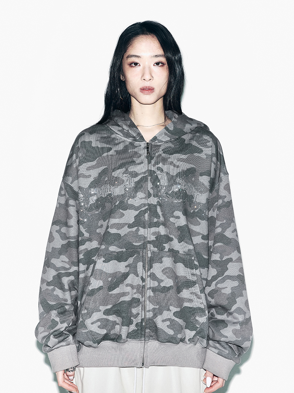 MASSES SNUP JKT GRAY CAMO GREY　Lサイズ Zara Sweatshirt Mens M Aloha Hawaiian Gray Crewneck Fleece
