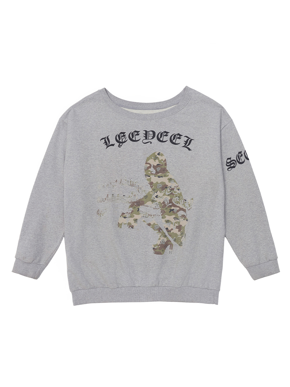 와이이이엘(YEEL) GRAPHICS OFF-SHOULDER SWEATSHIRT GREY