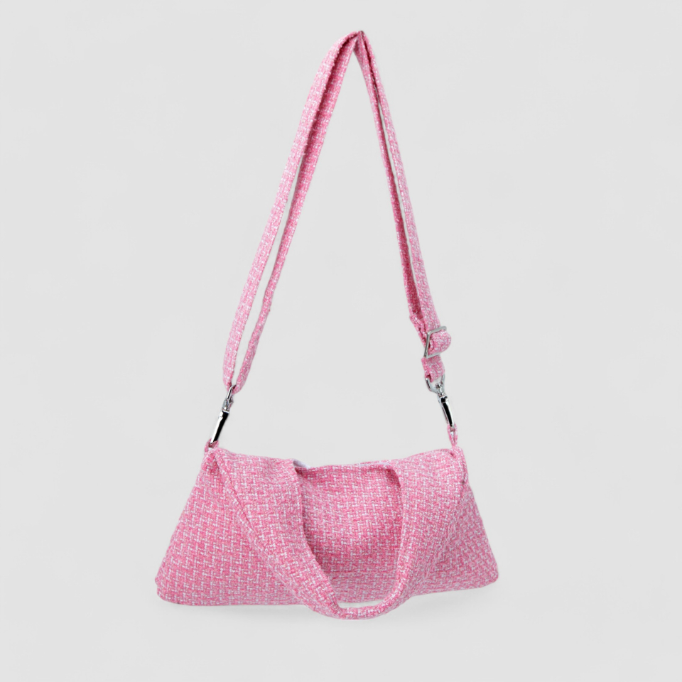 韓国ブランド ATIL STUDIO ツィード ミニリボン バッグ ピンク MUSINSA | ATIL STUDIO Tweed Mini Ribbon Hobo Dot & Crossbody