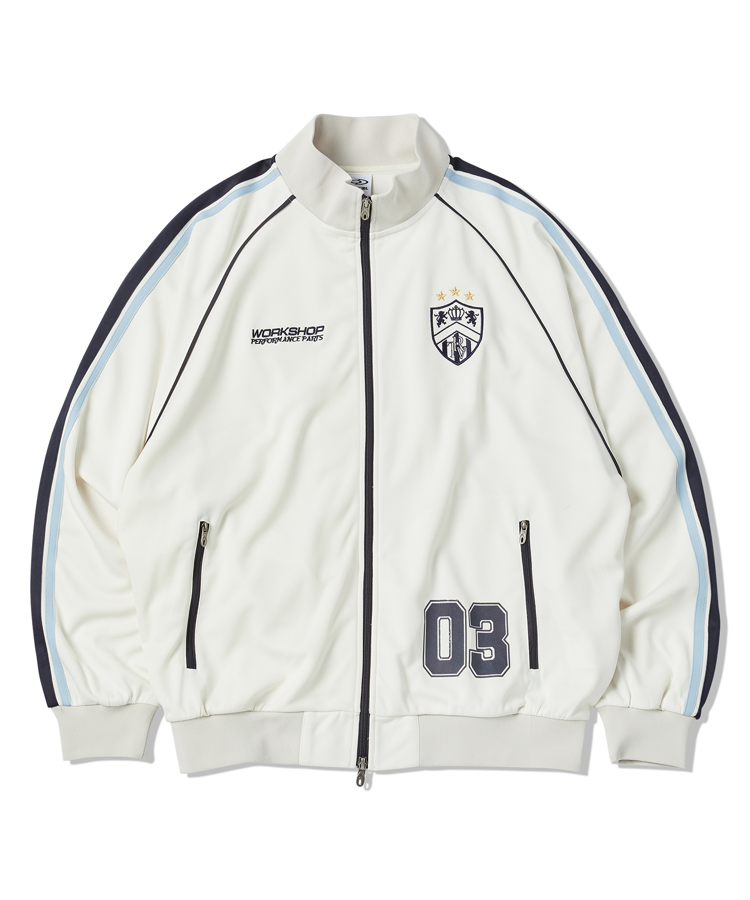 COMBINATION TAPE JERSEY TRACK JACKET IVORY