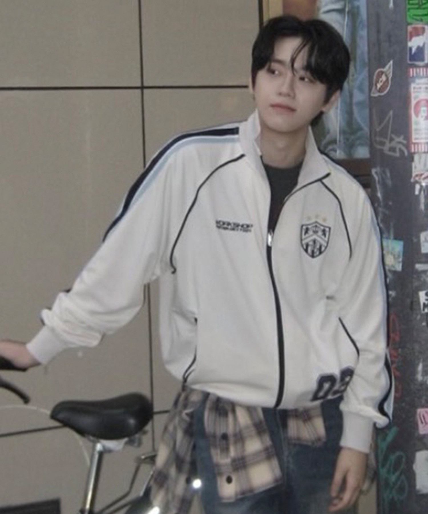 COMBINATION TAPE JERSEY TRACK JACKET IVORY