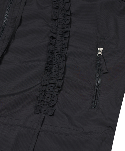 Ruffled Raglan Zip Hoodie [черный]