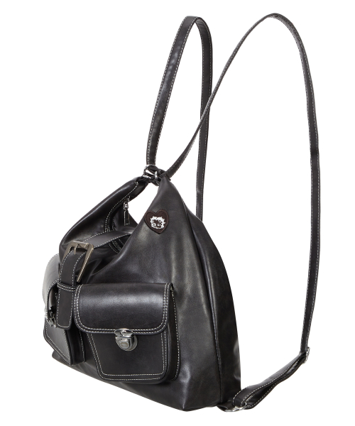BETTYBOOP Pocket Stitch Leather Shoulder Bag_Black