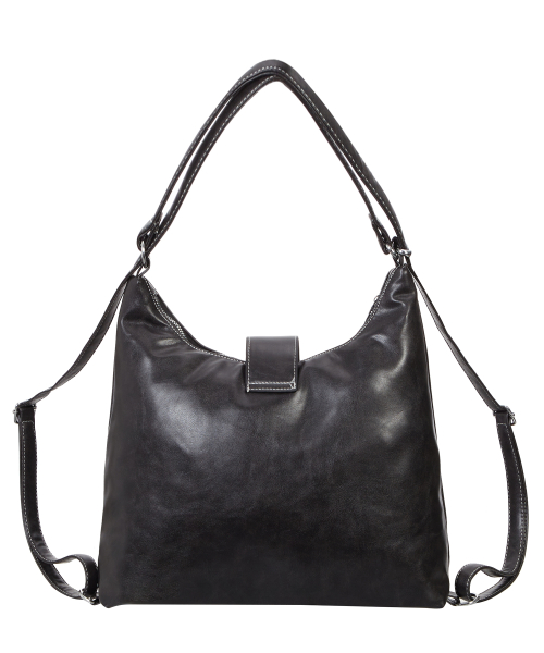 BETTYBOOP Pocket Stitch Leather Shoulder Bag_Black