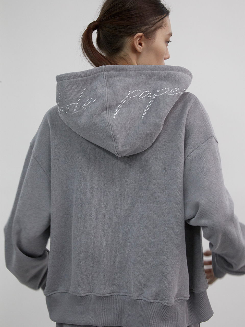 Cubic brushed hooded zip-up (Gray)