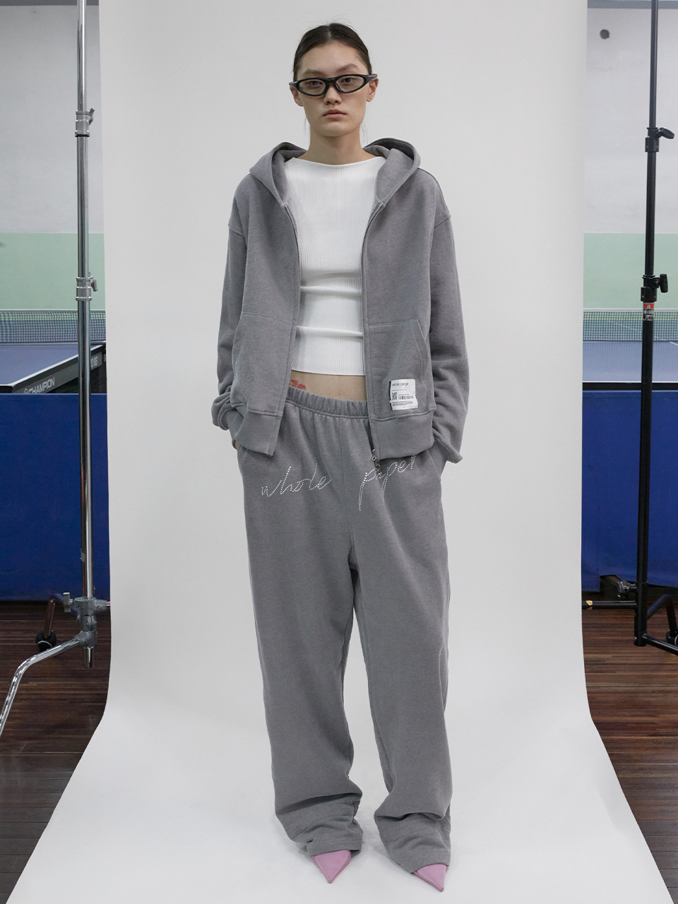 Cubic brushed hooded zip-up (Gray)