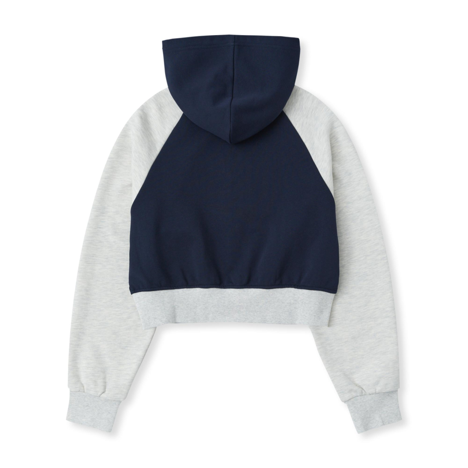 ☆NERDY☆ Women's Raglan Crop Hoodie Zip-up 25SS Black Navy MUSINSA | NERDY Women's Raglan Crop Hoodie Zip-up (25SS