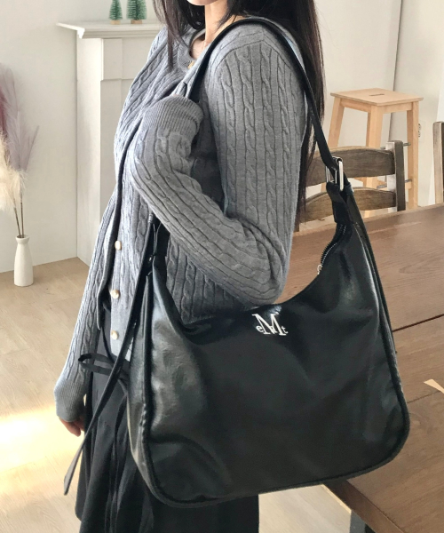 Pot double wrinkle leather sholder сумка unisex (2Color)