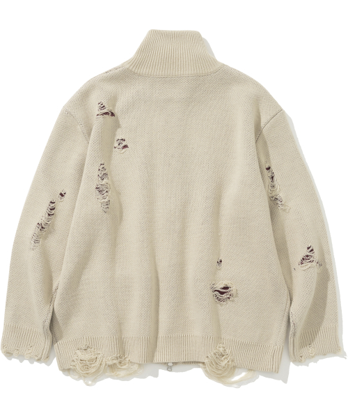 Flying Horn Destoryed трикотаж Zip Up - бежевый