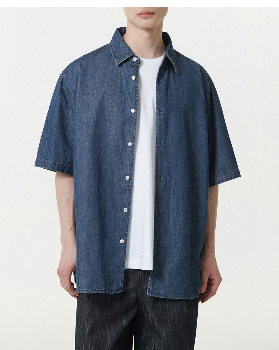 ★MUSINSA STANDARD★ Relaxed denim shirt medium indigo MMDNH MUSINSA | MUSINSA STANDARD Relaxed Denim Shirt [Medium Indigo]