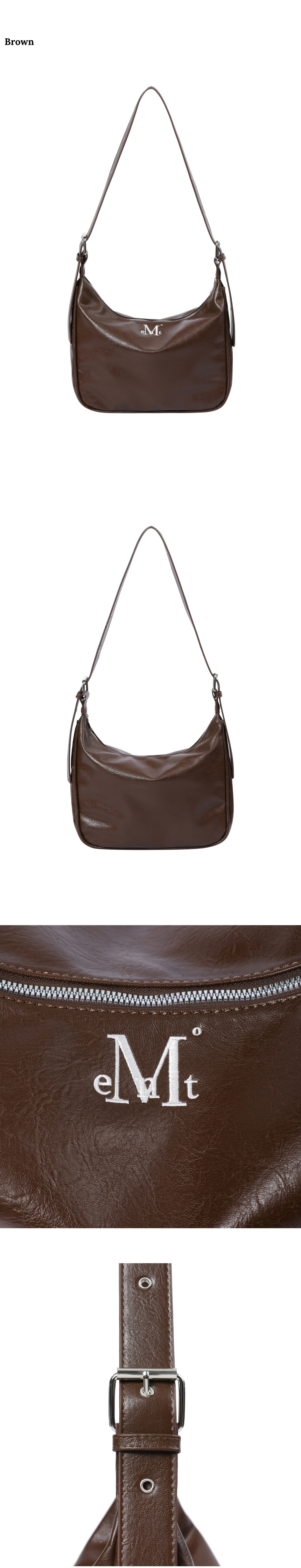 MUCENT) POT DOUBLE WRINKLE LEATHER SHOULDER BAG UNISEX