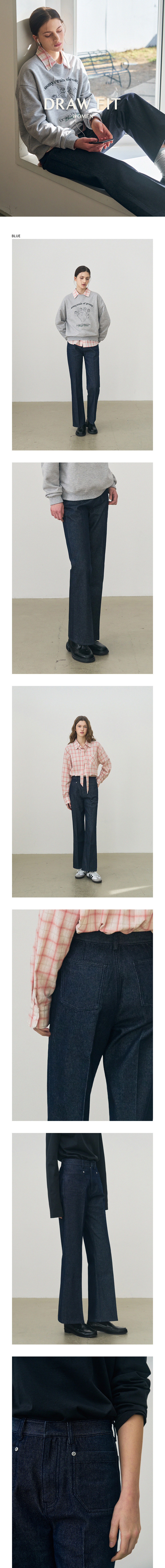 MUSINSA公式 | DRAWFIT WOMEN Non-Fade Denim Slacks [BLACK]