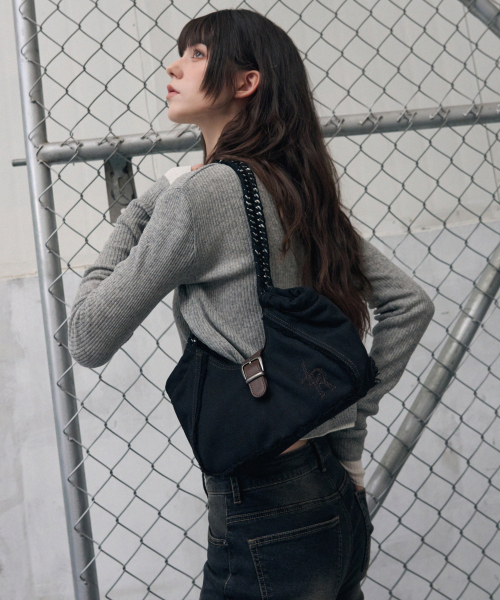 Сумка на плечо Herringbone Chain Cozy BLACK