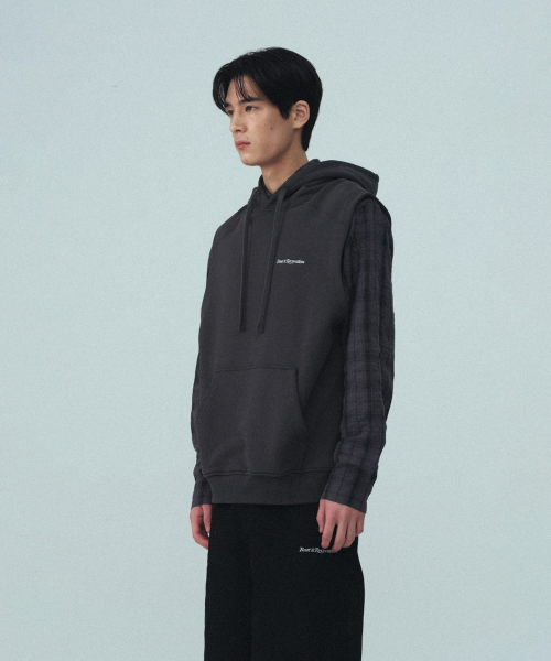 SLEEVELESS HOOD - CHARCOAL