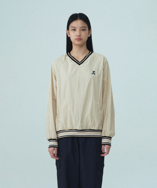 V-NECK WIND SHIRT - BEIGE