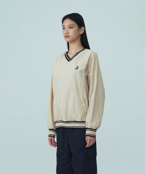 V-NECK WIND SHIRT - BEIGE