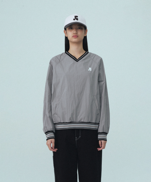 V-NECK WIND SHIRT - GREY