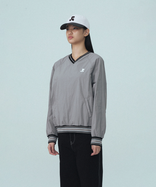 V-NECK WIND SHIRT - GREY