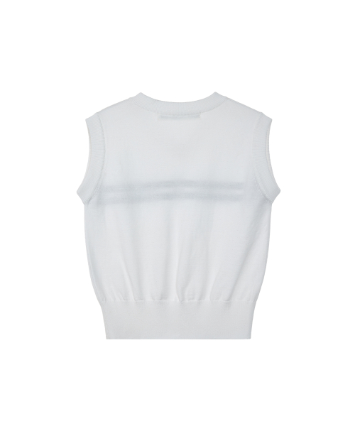 DOUBLE LINE KNIT VEST - IVORY