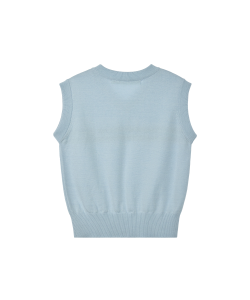 DOUBLE LINE KNIT VEST - SKY BLUE
