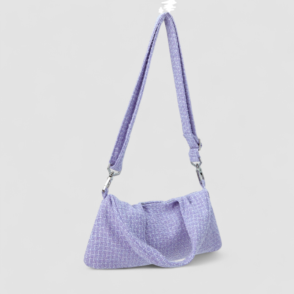 韓国ブランド ATIL STUDIOツィード ミニ リボン バッグ パープル MUSINSA | ATIL STUDIO Tweed Mini Ribbon Hobo Dot & Crossbody