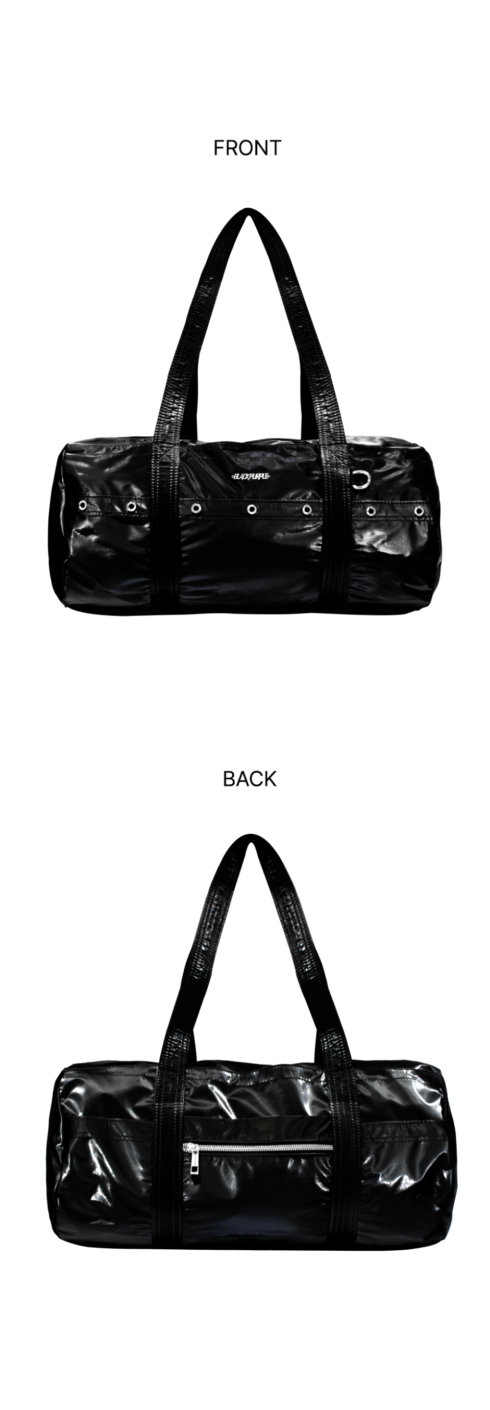 MUSINSA | BLACK PURPLE NIKI Glossy Duffel Bag_Black silver