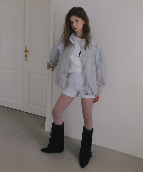 INCISION NYLON BLOUSON JUMPER_LIGHT GREY/BLUE