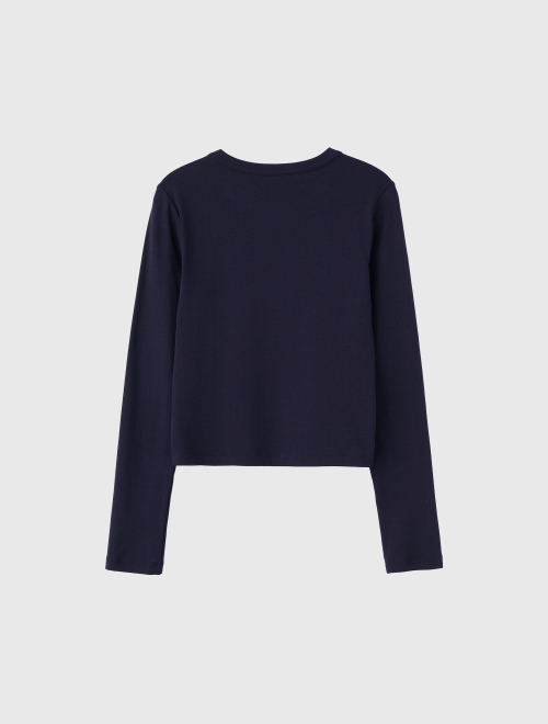 Слим крю-нек лонгслив — Navy / WBE1L01502