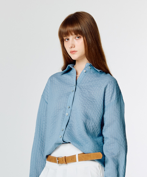 L15 STRIPE OVER SHIRTS(BLUE)