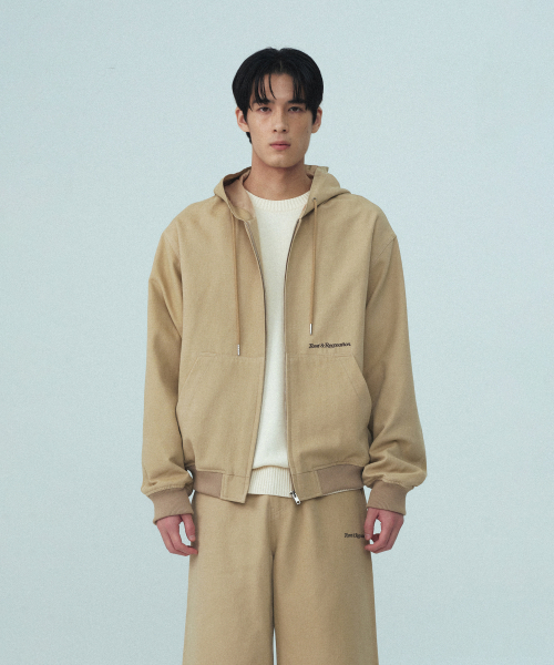 COTTON HOOD JACKET - BEIGE
