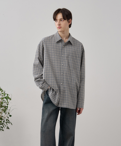 HAMILTON MINIMAL CHECK SHIRT [BLUE]