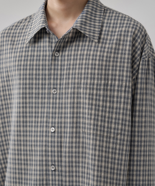 HAMILTON MINIMAL CHECK SHIRT [BLUE]
