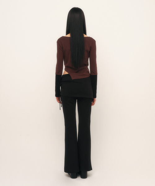 C LAYERED SKIRT PANTS_BLACK