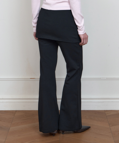 C LAYERED SKIRT PANTS_BLACK