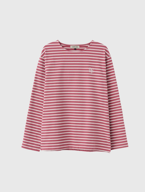 Футболка UNISEX в полоску с длинным рукавом Mauve Pink / SBE1U01003