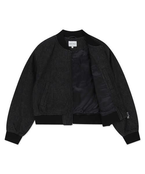 Женский короткий джинсовый бомбер Black