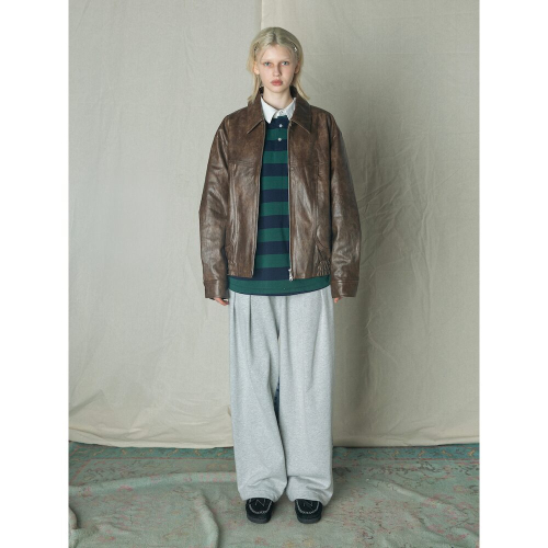 (UNISEX) Кожаная куртка с ручной росписью Brown