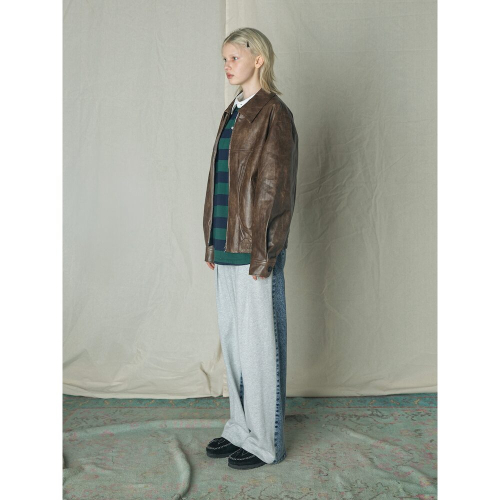 (UNISEX) Кожаная куртка с ручной росписью Brown