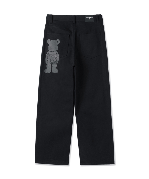 ODOLLY BACK POCKET LOOSE BAGGY PANTS - BLACK