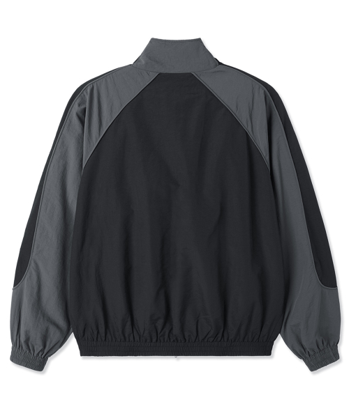 EMBROIDERED LOGO NYLON TRACK TOP - BLACK