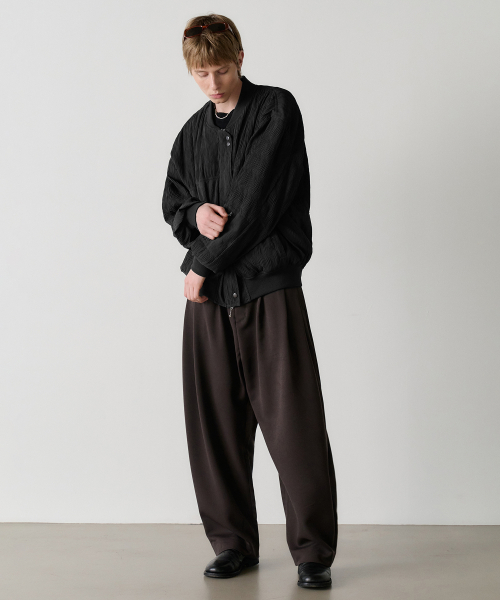 wave pleated blouson (black)
