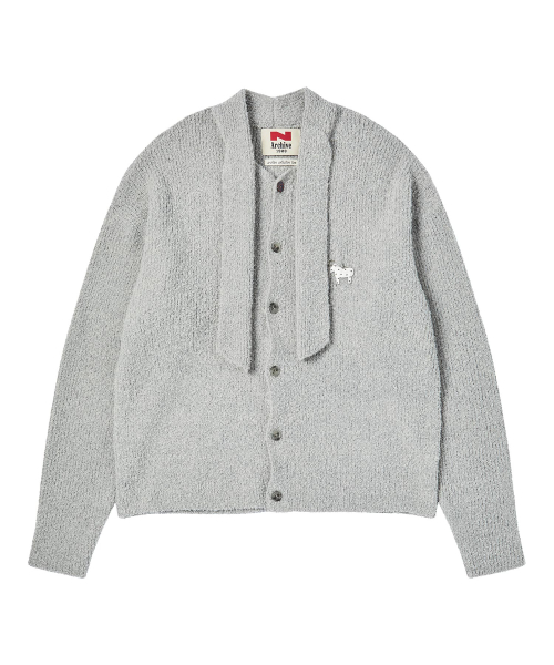 Вязаный кардиган в винтажном стиле с галстуком Grey